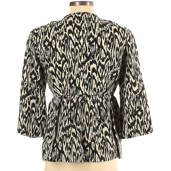 Nanette Lepore Womens Tribal Black/White/Teal-Gray 3/4 Length Sleeve Blazer-Sz 4 - Picture 14 of 14